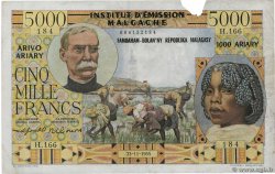 5000 Francs - 1000 Ariary MADAGASCAR  1955 P.055 RC+