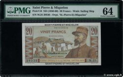 20 Francs E.Gentil SAINT PIERRE AND MIQUELON  1950 P.24 UNC