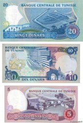 5, 10, 20 Dinars Lot TUNISIA  1983 P.79 au P.81 UNC-