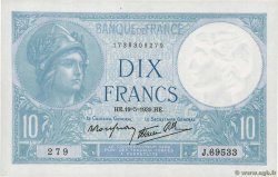 10 Francs MINERVE modifié FRANCIA  1939 F.07.03 q.FDC
