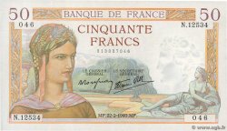 50 Francs CÉRÈS modifié FRANKREICH  1940 F.18.39 fST+