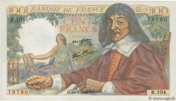 100 Francs DESCARTES FRANKREICH  1944 F.27.06 fST+