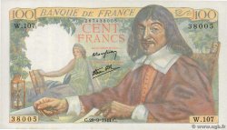 100 Francs DESCARTES FRANCIA  1944 F.27.07 q.FDC