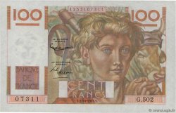 100 Francs JEUNE PAYSAN filigrane inversé FRANCE  1952 F.28bis.01 AU
