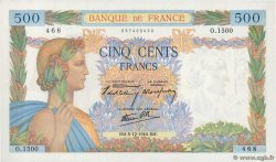 500 Francs LA PAIX FRANCE  1940 F.32.10 UNC