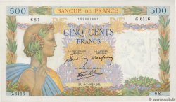 500 Francs LA PAIX FRANKREICH  1942 F.32.36 ST