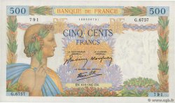 500 Francs LA PAIX FRANKREICH  1942 F.32.40 ST