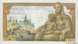 1000 Francs DÉESSE DÉMÉTER FRANCE  1942 F.40.05 UNC-