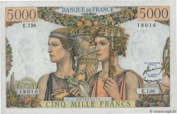 5000 Francs TERRE ET MER FRANKREICH  1953 F.48.09 fST