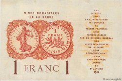 1 Franc MINES DOMANIALES DE LA SARRE FRANCE  1919 VF.51.02 AU
