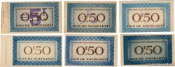 50 Centimes BON DE SOLIDARITÉ Lot FRANCE Regionalismus und verschiedenen  1941 KL.01vars fST+
