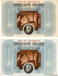 50 Francs BON DE SOLIDARITÉ Lot FRANCE regionalism and miscellaneous  1941 KL.09vars UNC-