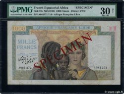 1000 Francs Spécimen AFRIQUE ÉQUATORIALE FRANÇAISE Brazzaville 1941 P.09s MBC