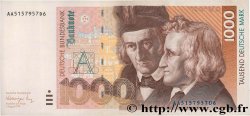 1000 Deutsche Mark GERMAN FEDERAL REPUBLIC  1991 P.44a VF