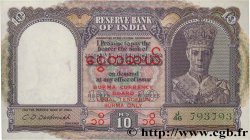 10 Rupees Numéro spécial BURMA (VOIR MYANMAR)  1947 P.32 XF