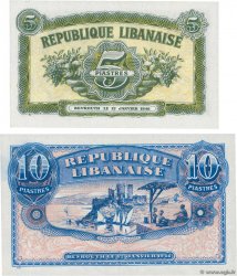 5 et 10 Piastres Lot LIBANO  1948 P.040 et P.041 SC+