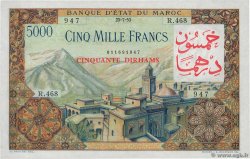 50 Dirhams sur 5000 Francs MARUECOS  1953 P.51 FDC