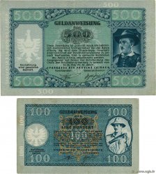 100 et 500 Lire Lot ESLOVENIA Ljubljana 1944 P.R07 et P.R08 BC+