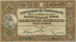 5 Francs SUISSE  1913 P.11a q.BB