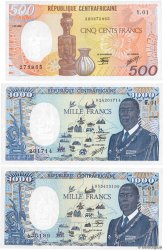 500 et 1000 Francs Lot CENTRAFRIQUE  1985 P.14a, P.15 et P.16 pr.NEUF
