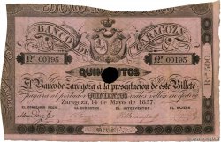 500 Reales De Vellon Annulé SPANIEN Zaragoza 1857 PS.453b fSS