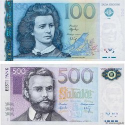 100 et 500 Krooni Lot ESTONIE  1999 P.82 a et P.83a pr.NEUF