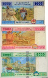 1000, 2000 et 5000 Francs Lot ZENTRALAFRIKANISCHE LÄNDER  2002 P.207U, P.208U et P.209U ST