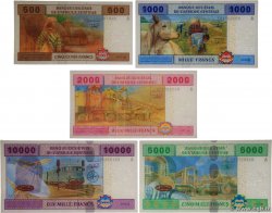 500 au 10000 Francs Lot ZENTRALAFRIKANISCHE LÄNDER  2002 P.406Aa au P.410Aa fST+