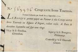 50 Livres Tournois typographié FRANCIA  1720 Dor.24 MBC+