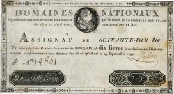 70 Livres FRANCIA  1790 Ass.06a MBC