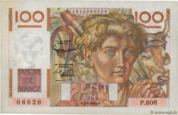 100 Francs JEUNE PAYSAN FRANKREICH  1954 F.28.43a fVZ