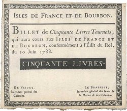 50 Livres Faux ISLES OF FRANCE AND BOURBON  1788 P.09x XF