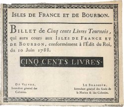 500 Livres Faux ISLES DE FRANCE ET BOURBON  1788 P.12x SUP
