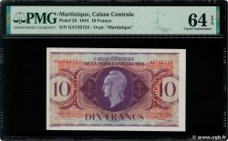 10 Francs Type anglais MARTINIQUE  1944 P.23 fST+