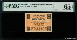 2 Francs Croix de Lorraine REUNION  1943 P.35 UNC