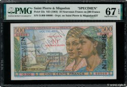 10 NF sur 500 Francs Pointe à Pitre Spécimen SAINT PIERRE E MIQUELON  1964 P.33s FDC