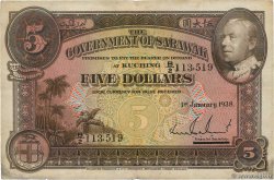 5 Dollars SARAWAK  1938 P.21 BC+