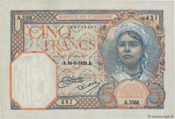 5 Francs ALGERIA  1929 P.077a