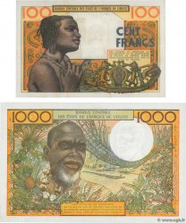 100 et 1000 Francs Lot ESTADOS DEL OESTE AFRICANO  1964 P.101Ad et P.103Am SC+