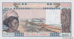 5000 Francs STATI AMERICANI AFRICANI  1991 P.108Ar AU