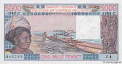 5000 Francs WEST AFRICAN STATES  1982 P.308Cg UNC