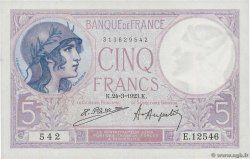 5 Francs FEMME CASQUÉE FRANCE  1923 F.03.07 SPL