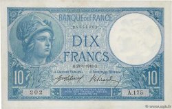 10 Francs MINERVE FRANCE  1916 F.06.01 XF