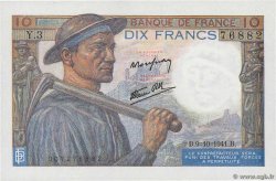 10 Francs MINEUR FRANCIA  1941 F.08.02 q.FDC