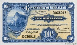 10 Shillings GIBILTERRA  1954 P.14c q.FDC