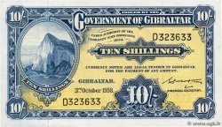 10 Shillings GIBILTERRA  1958 P.17 q.FDC