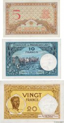 5, 10 et 20 Francs Lot MADAGASKAR  1937 P.035, P.036 et P.038 VZ