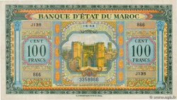 100 Francs MARUECOS  1943 P.27a BC+