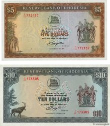 5 et 10 Dollars Lot RHODÉSIE  1979 P.40a et P.41a SUP+