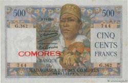 500 Francs COMORES  1952 P.04a SPL